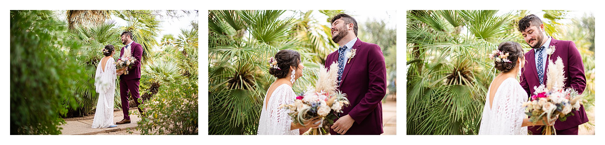 Groom gets emotional during first look